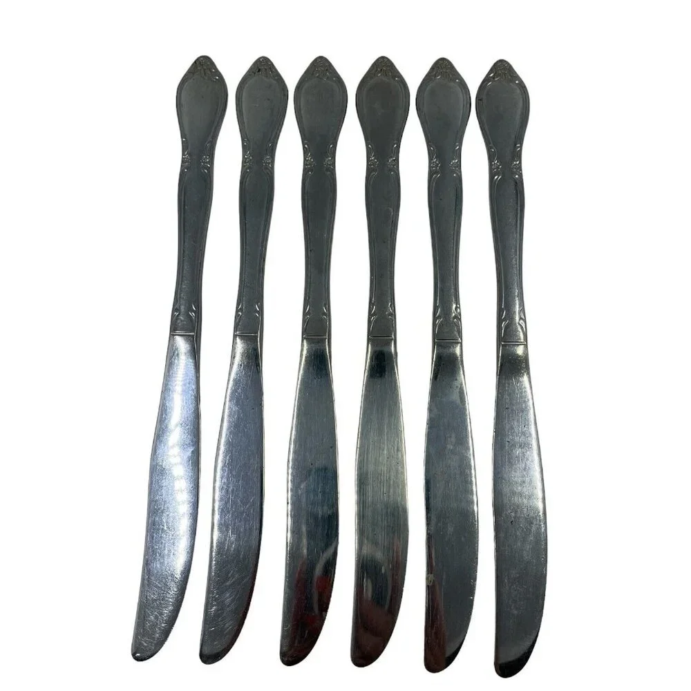 Oneida Community Chatelaine Stainless Flatware Dinner Knife Lot Of 6‎ Solid Hand